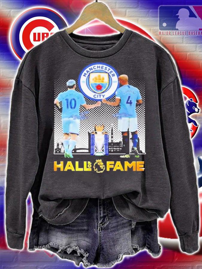 Manchester City Kun Aguero And Vincent Kompany Hall Of Fame Signatures Shirt sweatshirt