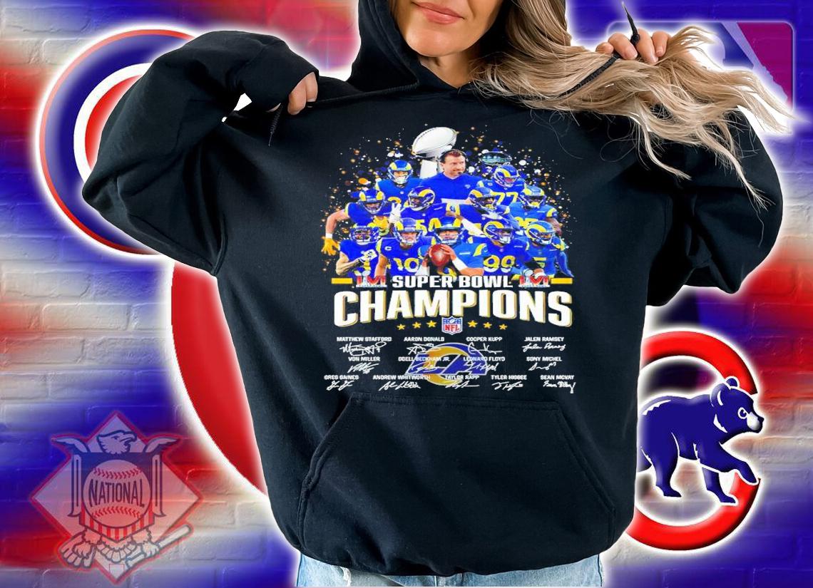 Super Bowl LVI Champions NFL Los Angeles Rams all team signatures shirt hoodie