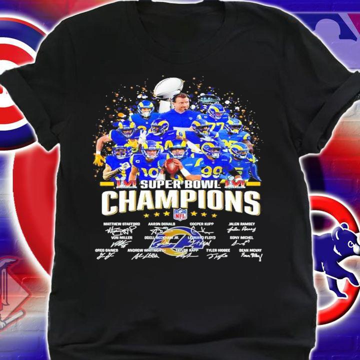 Super Bowl LVI Champions NFL Los Angeles Rams all team signatures shirt shirt