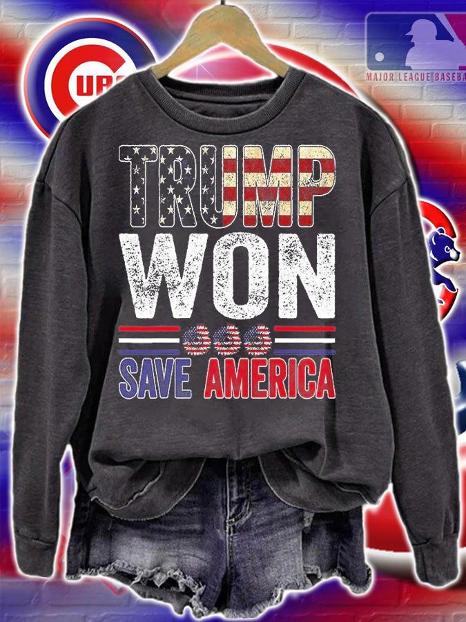 Trump Won Save America Flag 4th Of July Patriotic Flag USA Vintage T-Shirt