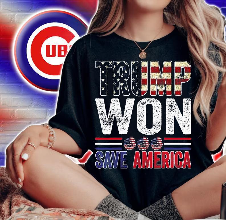 Trump Won Save America Flag 4th Of July Patriotic Flag USA Vintage T-Shirt