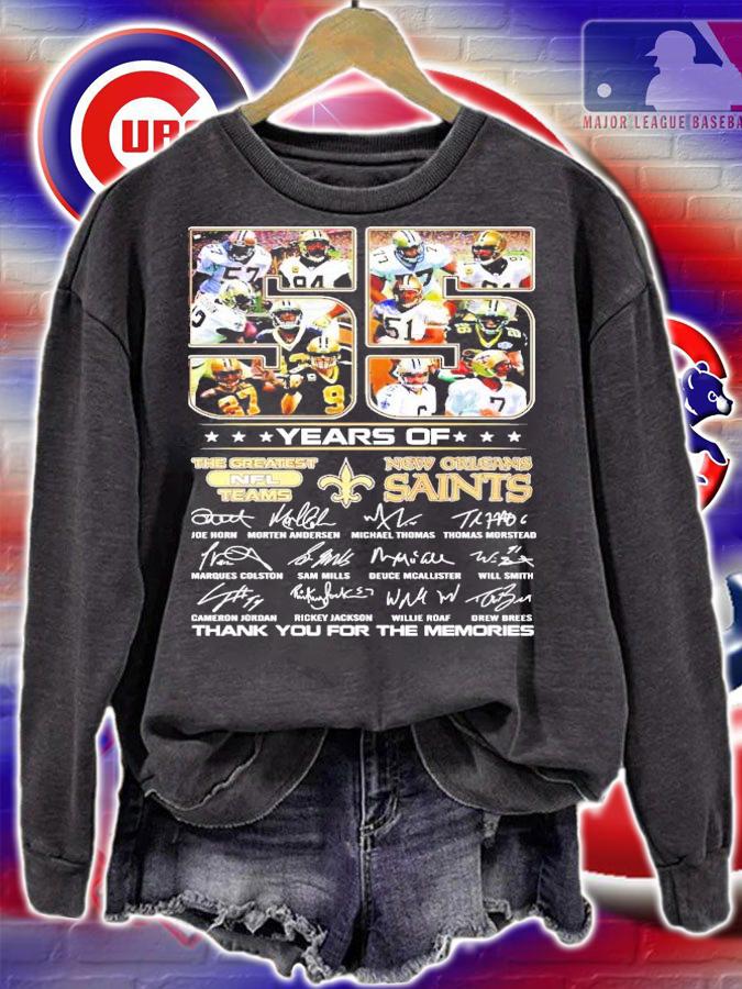 55 years of The Greatest NFL Teams New Orleans Saints thank you for the memories shirt sweatshirt