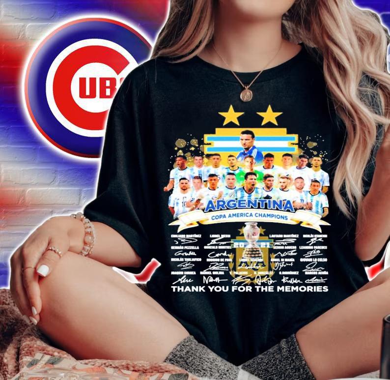 Argentina Copa America Champions signatures 2021 shirt woman shirt