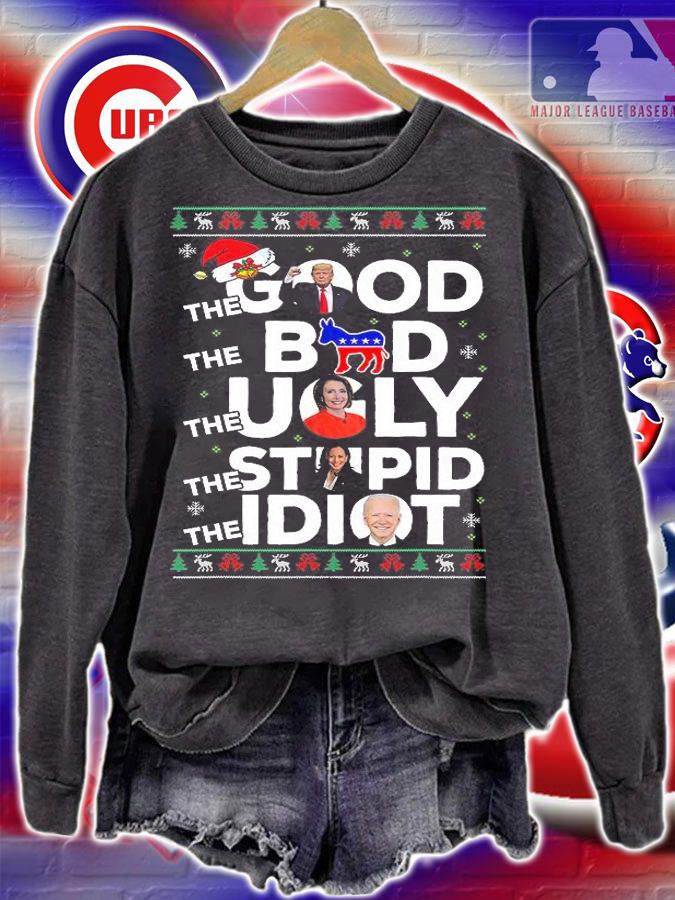 Funny Christmas Anti Biden The Good Bad Ugly Stupid Idiot T-Shirt