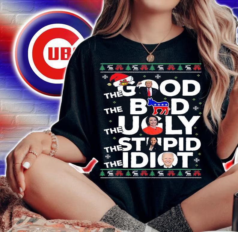 Funny Christmas Anti Biden The Good Bad Ugly Stupid Idiot T-Shirt