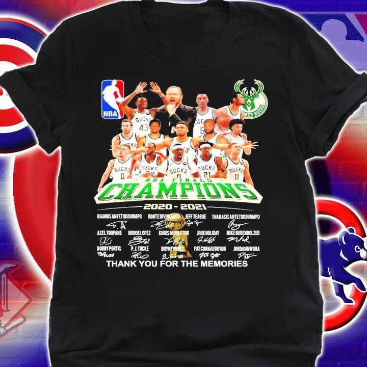 NBA Finals Champions Milwaukee 2020-2021 signatures thank you for the memories shirt shirt