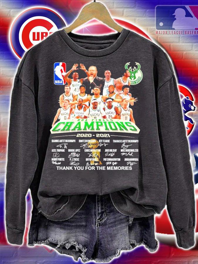NBA Finals Champions Milwaukee 2020-2021 signatures thank you for the memories shirt sweatshirt