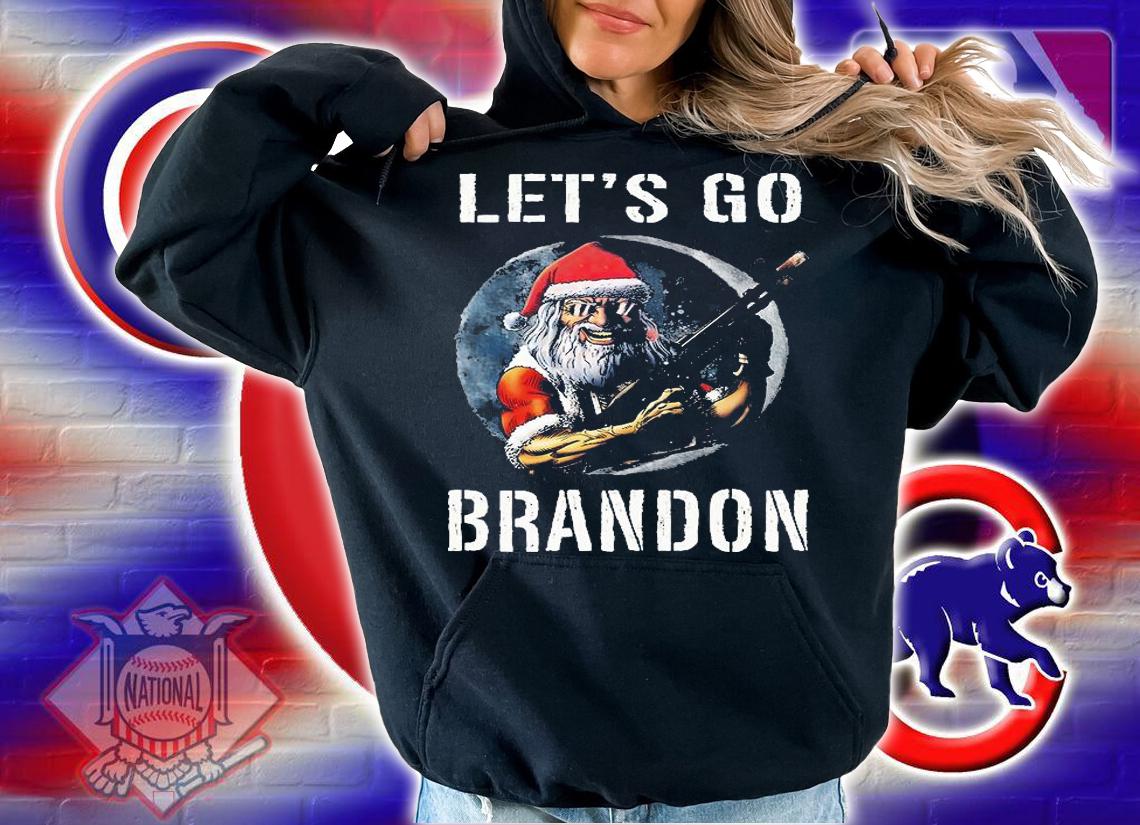 Santa Claus Let's Go Brandon Funny Santa Claus Gun T-Shirt hoodie