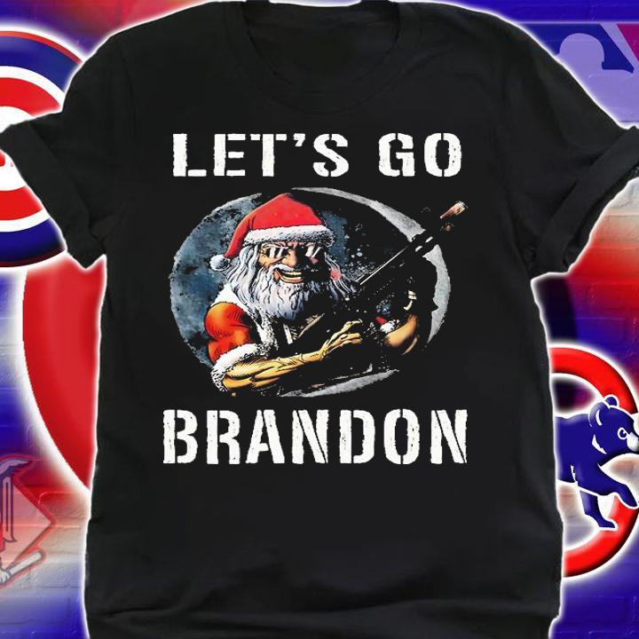 Santa Claus Let's Go Brandon Funny Santa Claus Gun T-Shirt shirt
