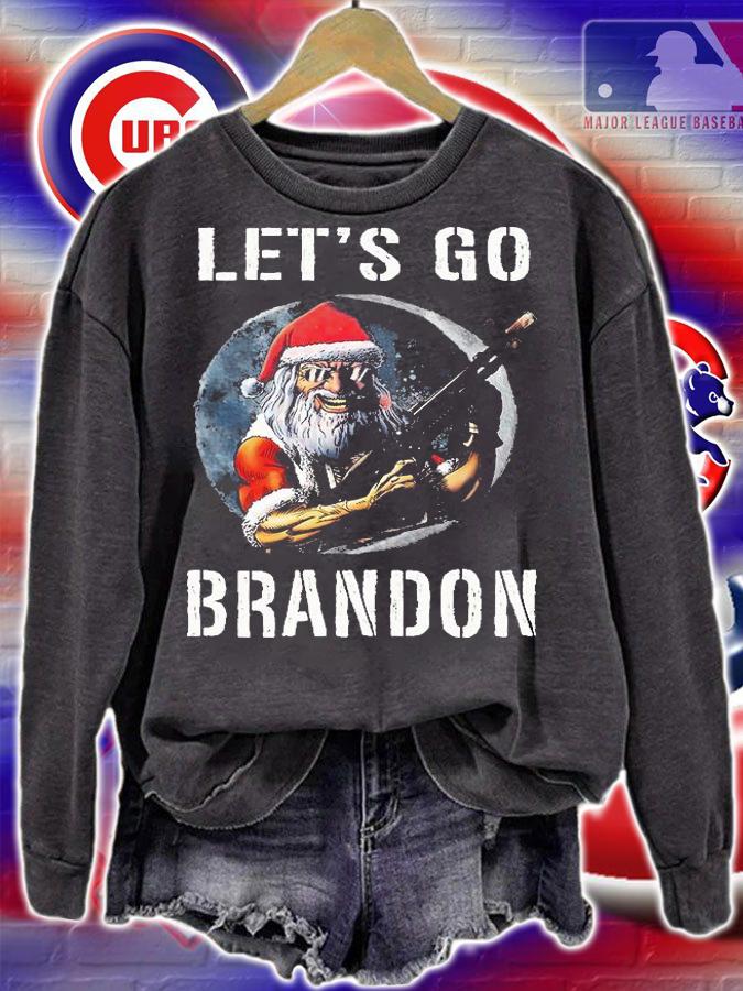 Santa Claus Let's Go Brandon Funny Santa Claus Gun T-Shirt sweatshirt