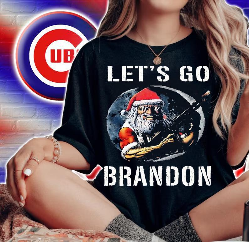 Santa Claus Let's Go Brandon Funny Santa Claus Gun T-Shirt woman shirt