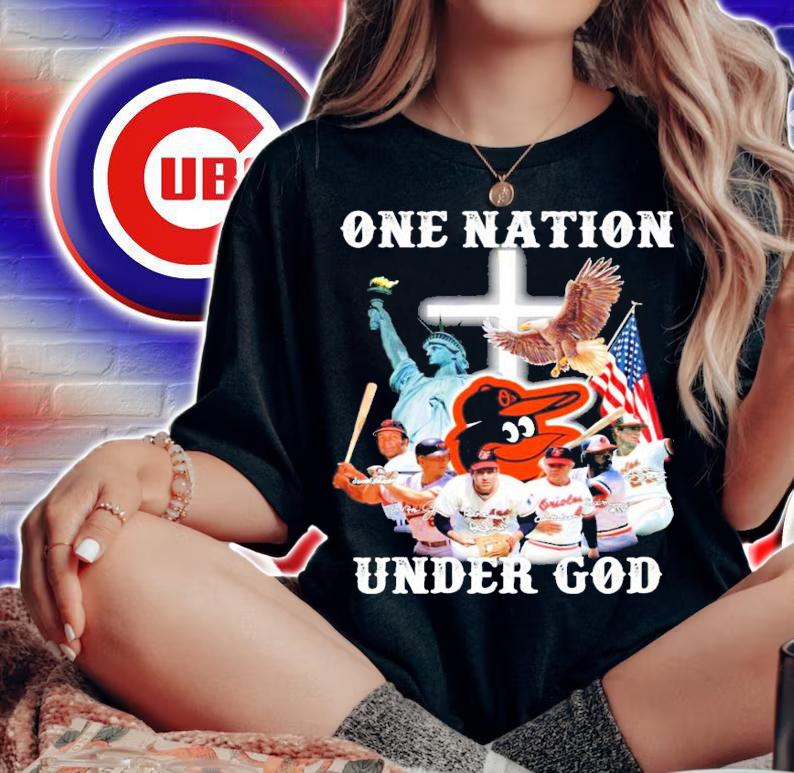 Baltimore Orioles one nation under god signatures shirt