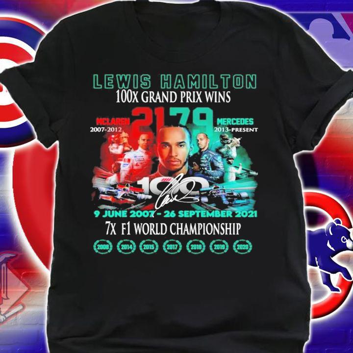 Lewis Hamilton 100X Grand Prix Wins signature shirt shirt