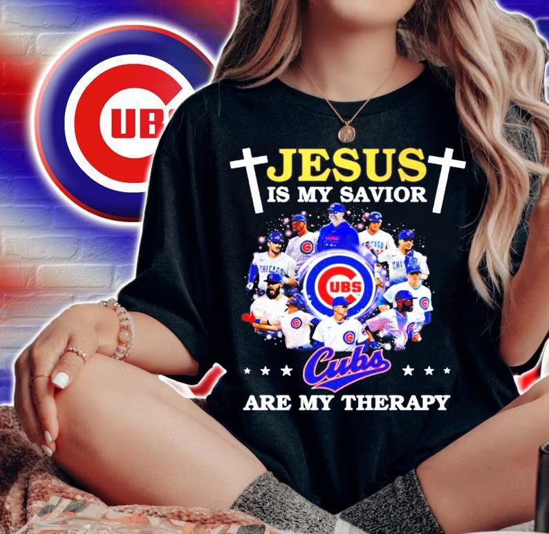 Jesus is my savior Cubs are my therapy shirt