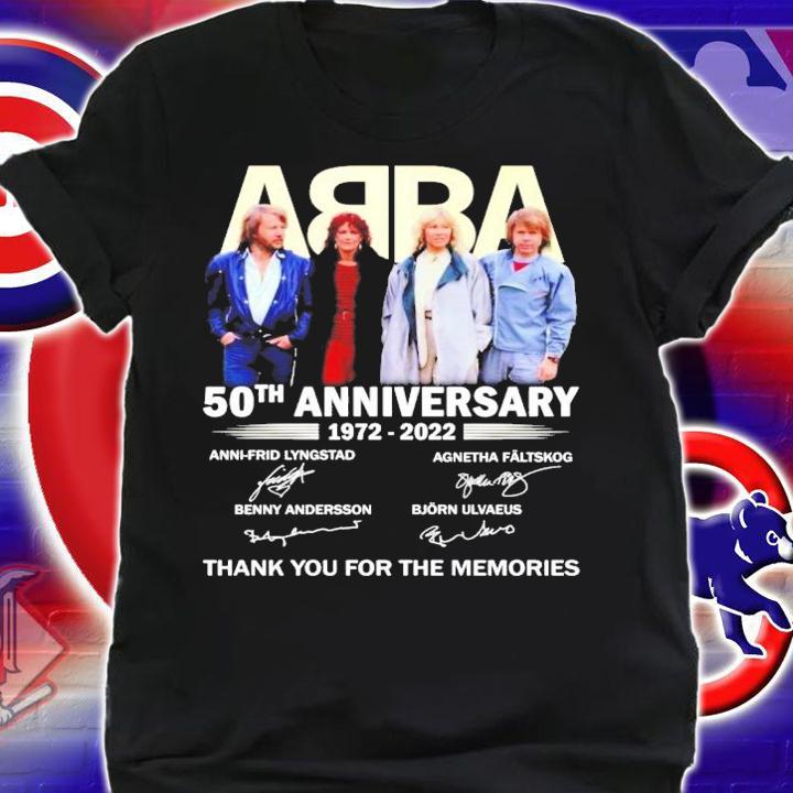 ABBA 50th anniversaries 1972-2022 signatures thank you for the memories shirt