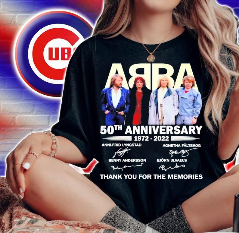 ABBA 50th anniversaries 1972-2022 signatures thank you for the memories shirt