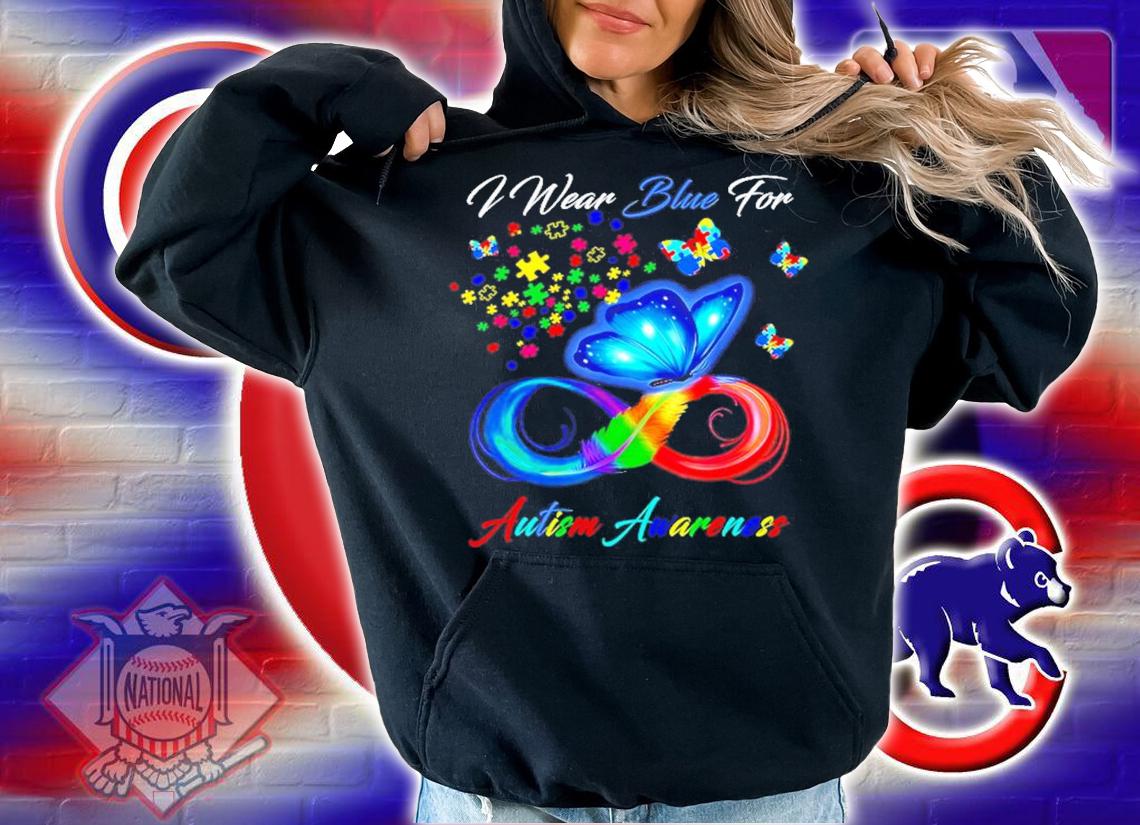 Butterfly I wear blue for Autism Awareness shirt