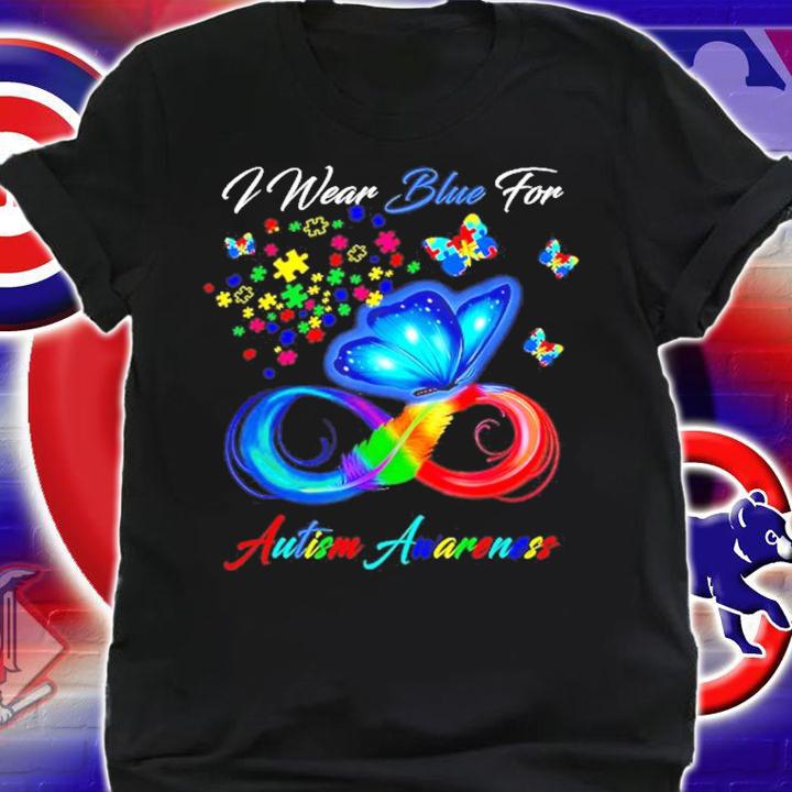 Butterfly I wear blue for Autism Awareness shirt