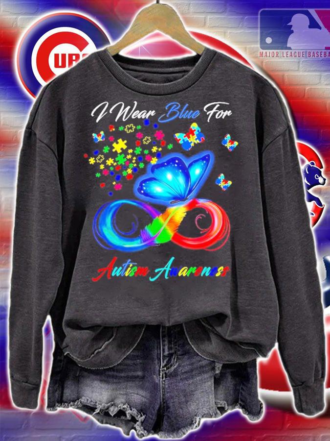 Butterfly I wear blue for Autism Awareness shirt