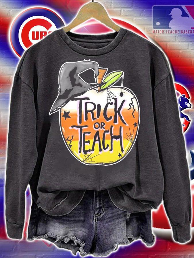 Halloween Trick Or Teach Apple Witch shirt