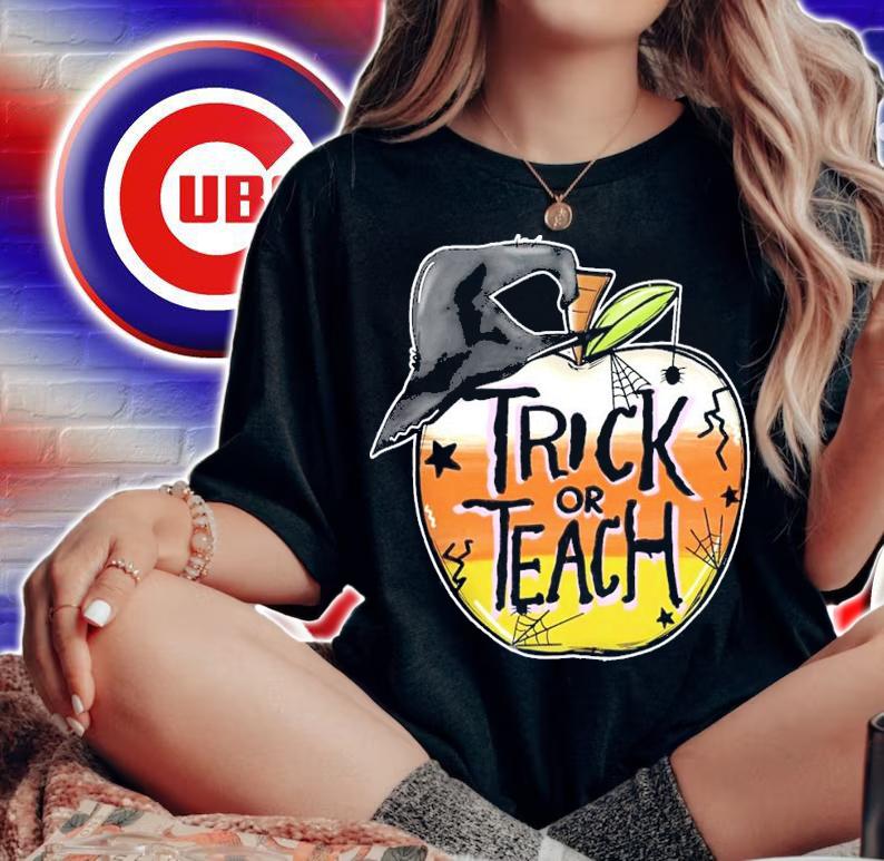 Halloween Trick Or Teach Apple Witch shirt