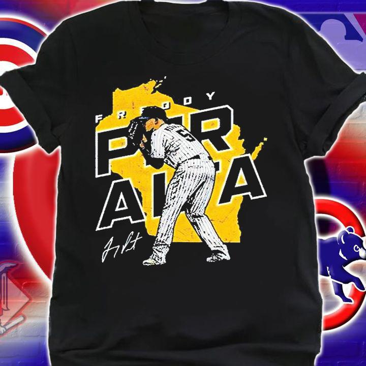 Milwaukee Brewers Freddy Peralta Player Map Baseball signature T-shirt shirt