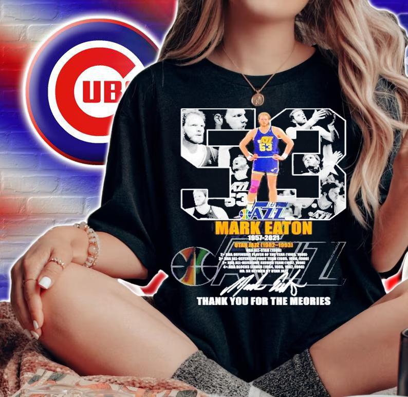 53 Mark Eaton 1957 2021 Utah Jazz 1982 1993 thank you for the memories shirt woman shirt