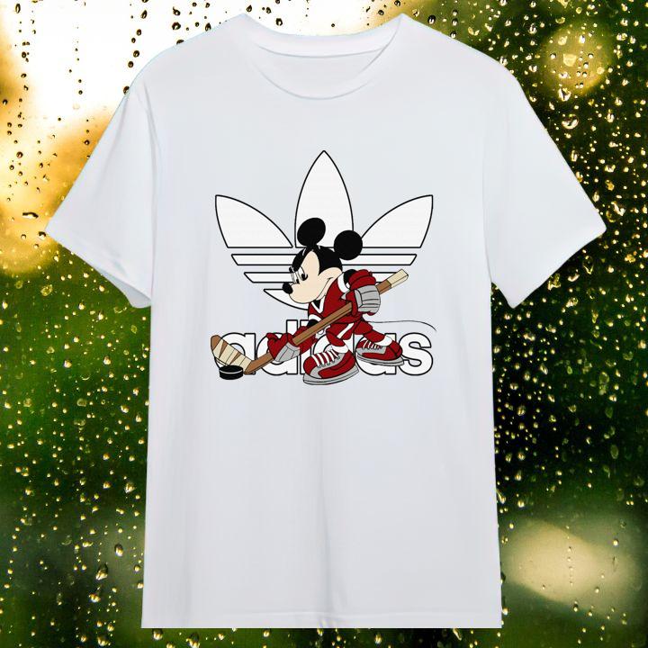 Official Adidas Logo X Mickey Mouse Ice Hockey Disney Sports T-Shirt