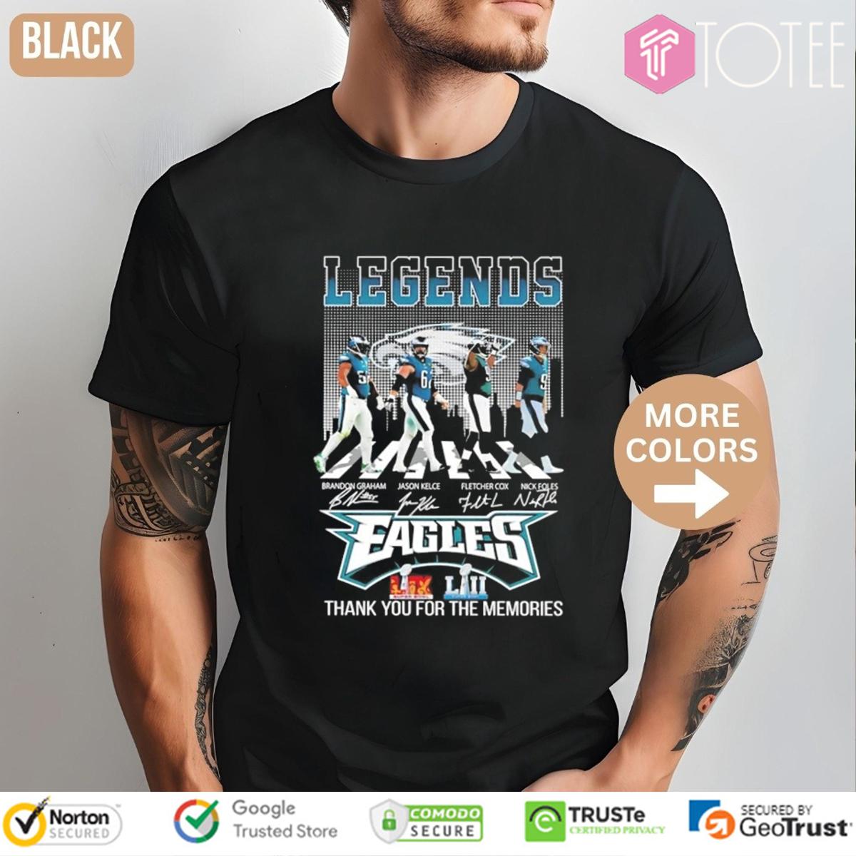 Philadelphia Eagles Legends Abbey Road Foles Cox Kelce Graham Signed Shirt
