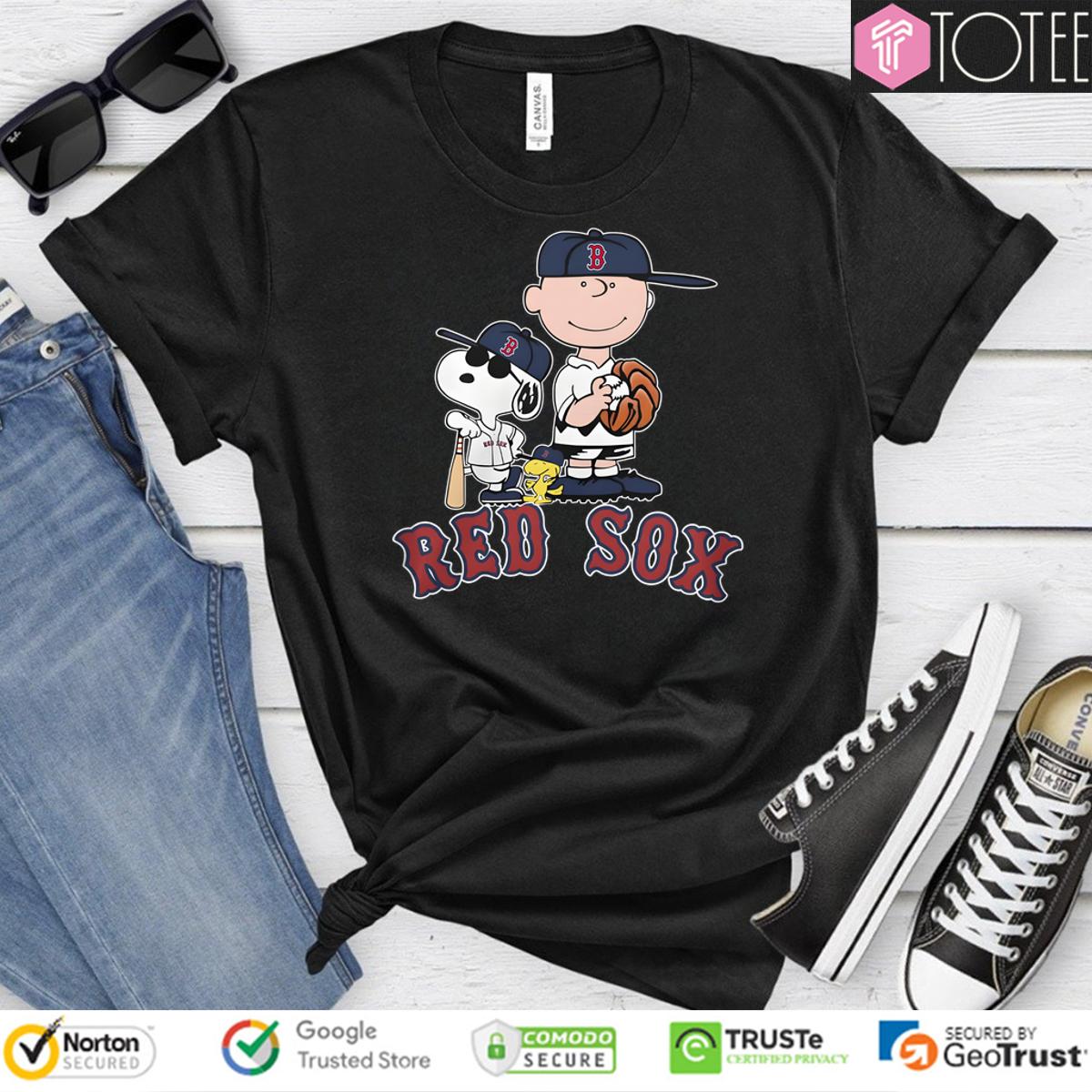 Snoopy Charlie Brown And Woodstock Boston Red Sox Baseball Shirt
