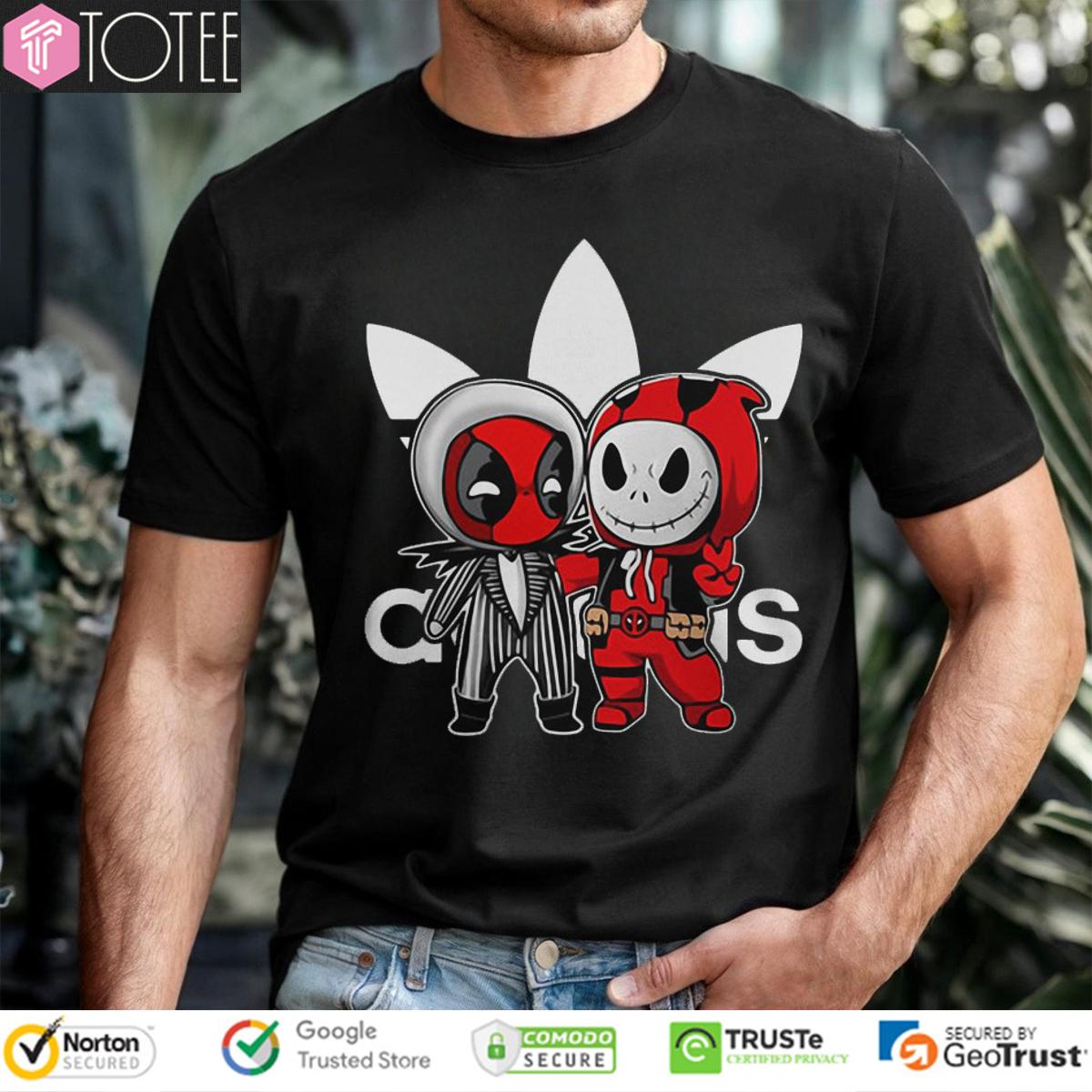 Deadpool Jack Skellington Parody Adidas Logo T-Shirt