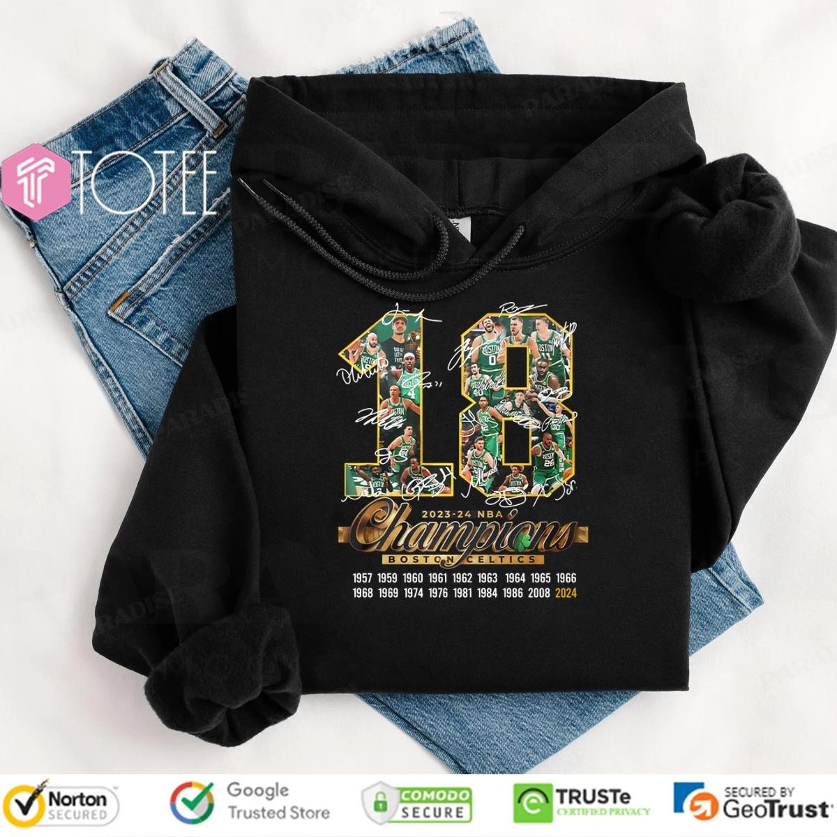 Boston Celtics 18 2023-24 Nba Champions Signatures hoodie