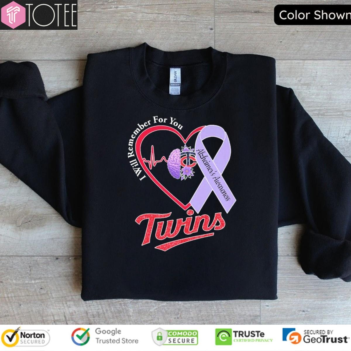 Minnesota Twins Baseball Alzheimers Awareness Heartbeat Sweatshirt