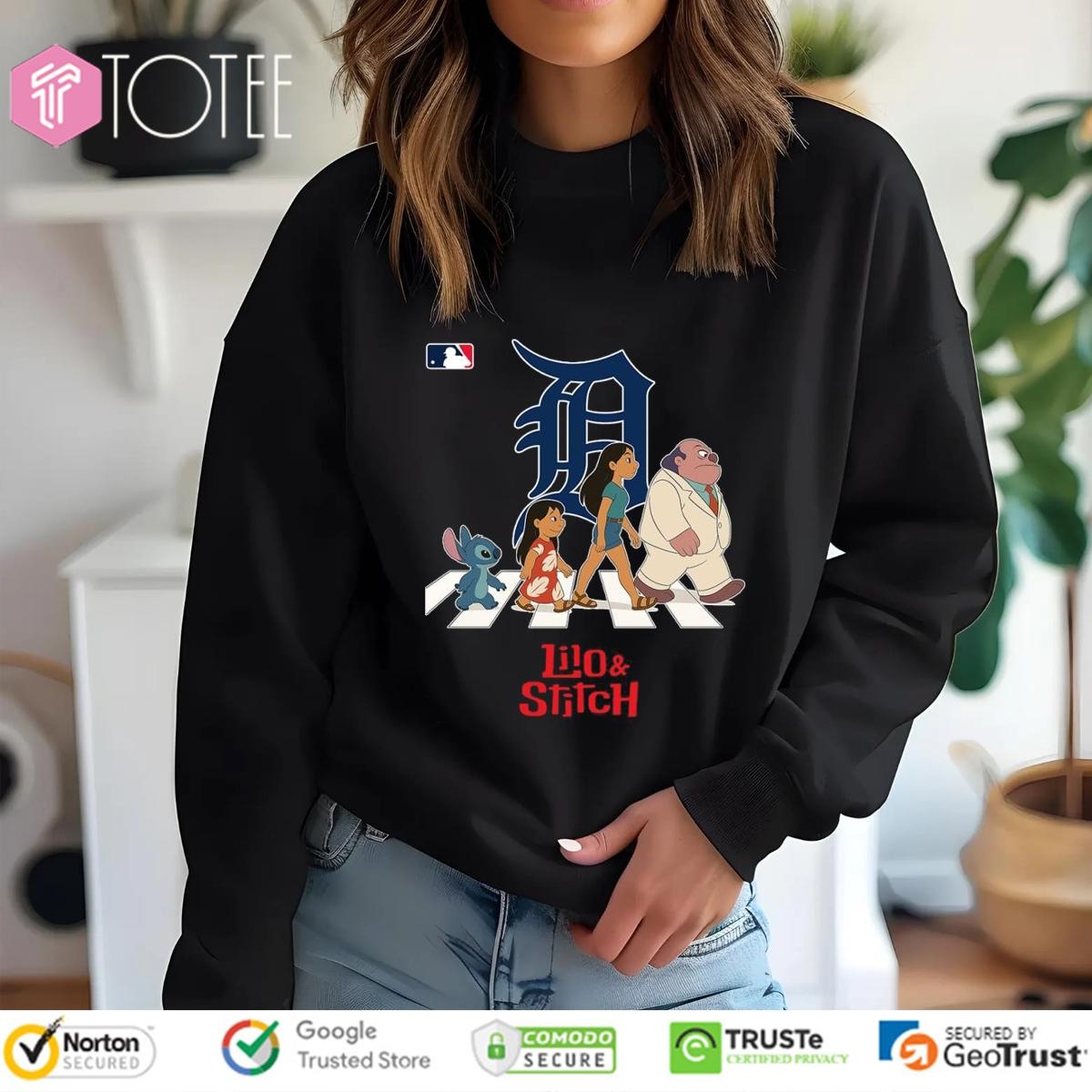 Lilo And Stitch Abbey Road Detroit Tigers Baseball Sweatshirt